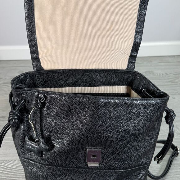 Radley London Woburn Abbey Black Leather Drawstring Backpack & Scottie Dog Charm main image 4